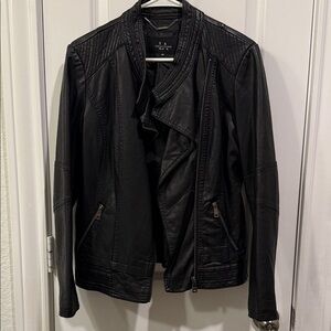 LA Coalition Black Vegan Leather Moto Jacket